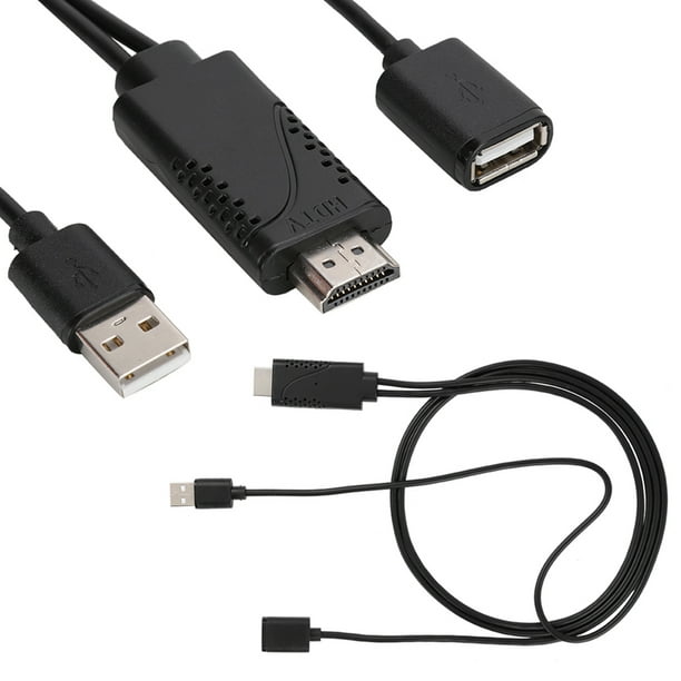 2 en 1 USB hembra a HDMI macho HDTV adaptador adaptador HDTV Convertidor  Soporte 1080P para pantallas de proyector HDTV - (longitud del cable: otro)