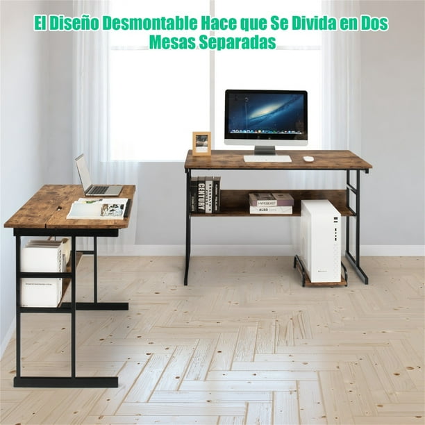 Escritorio plegable, mesa plegable de 2 niveles que ahorra espacio, mesa de  escritura resistente, estación de trabajo para oficina en casa con marcos