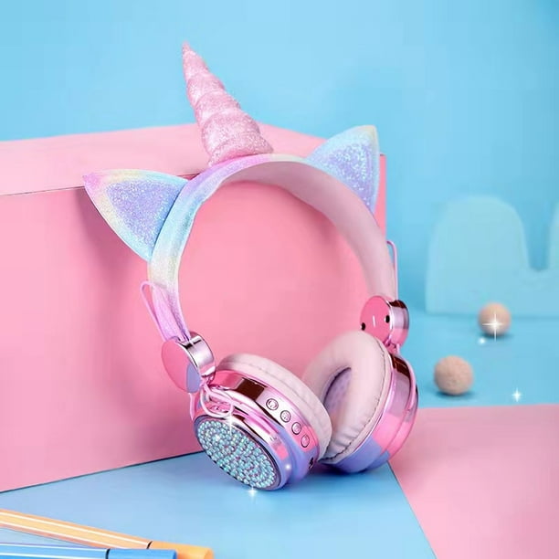 Unicornio Auriculares para niños, auriculares con cable para niñas