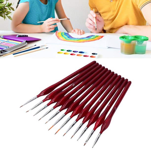 12Pcs Wood Handle Nylon Hair Paint Brushes for Acrylic, Oil, Watercolor  Series Script Liner Brushes for Painting Drawing