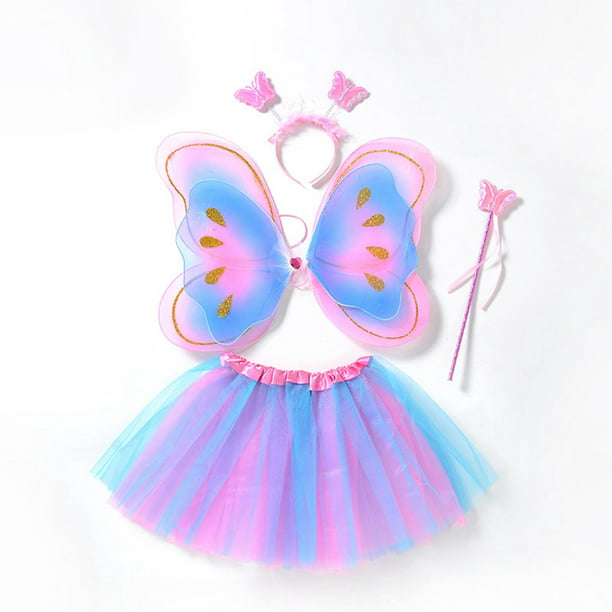 Disfraz de hada para niñas, disfraz de ángel, tutú, disfraz de mariposa  para cosplay de vacaciones Azul Yuyangstore disfraz de hada
