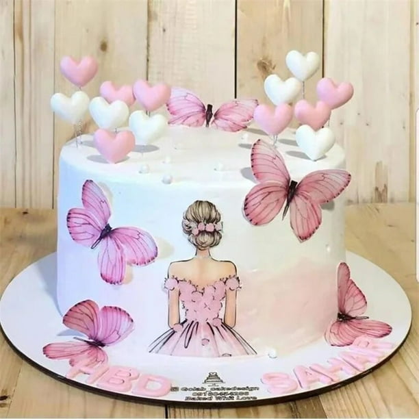 Decoración para pasteles de mariposa rosa, 11 piezas de decoración para  cupcakes de mariposa de feliz cumpleaños, decoración de pasteles de  cumpleaños