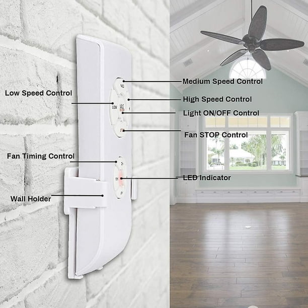 Kit de control remoto universal de ventilador de techo con luz y  temporizador, luz de ventilador de techo 3 en 1 para lámpara de ventilador  de techo