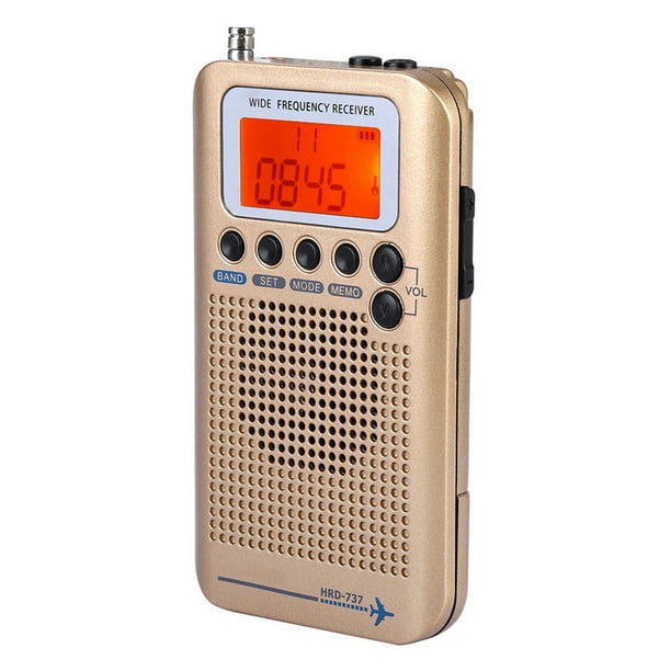 Receptor de radio de banda aérea VHF Grabador de radio portátil de banda  completa (dorado)