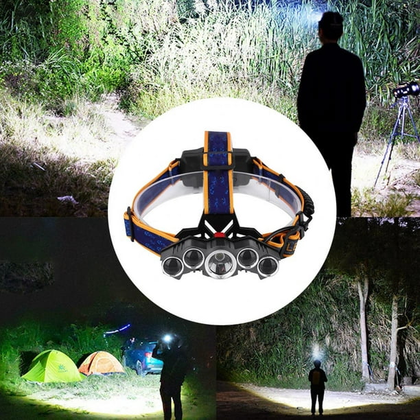 Faro LED de alta potencia recargable, impermeable, linterna para la cabeza,  para caza, pesca, campamento (luz blanca)