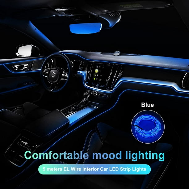 Tira de Luz LED Azul para Carros Decoración de Ambiente Interior para Auto  Coche