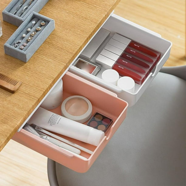 Cajón debajo de la mesa, cajón oculto autoadhesivo para lápices, caja de  almacenamiento para debajo del escritorio, organizador de cajones de
