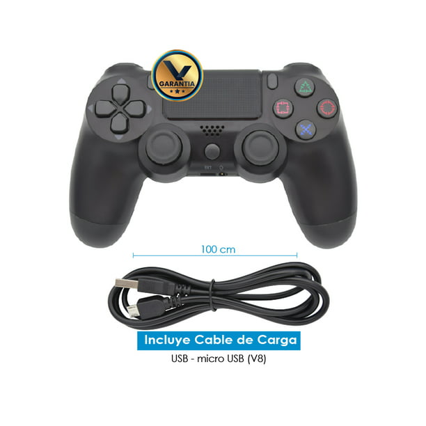 Mando Compatible Con Cable Dualshock Vibración Negro Para Ps4