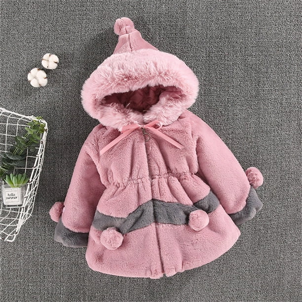 Abrigo Ropa de abrigo para niña de forro polar para niños pequeños de  invierno con capucha para bebés y niñas (rosa, 5-6 años)