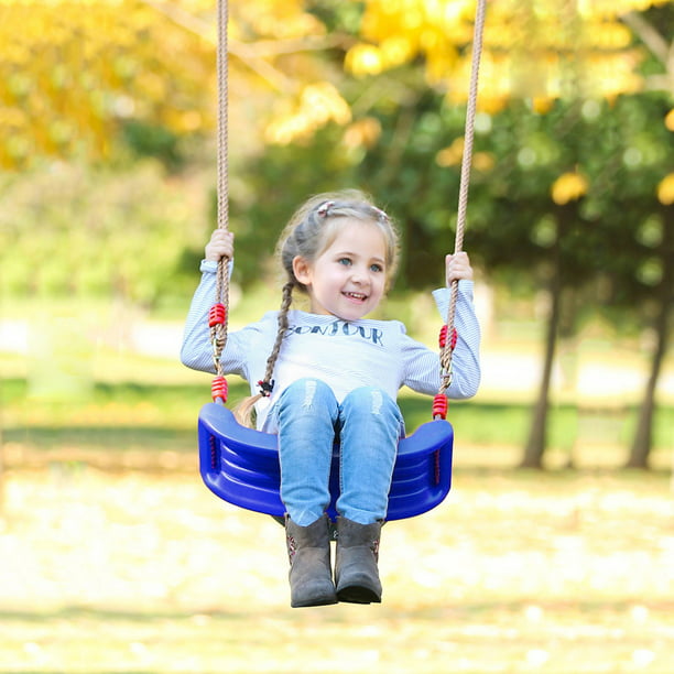Asiento de columpio de plástico PE con cuerda ajustable Asiento de columpio  de árbol para niños Interior al aire libre Wmkox8yii shdjk3355