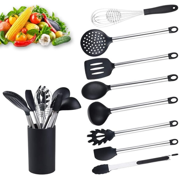 Utensilios Cocina de Silicona, Set de 9 Piezas Profesionales