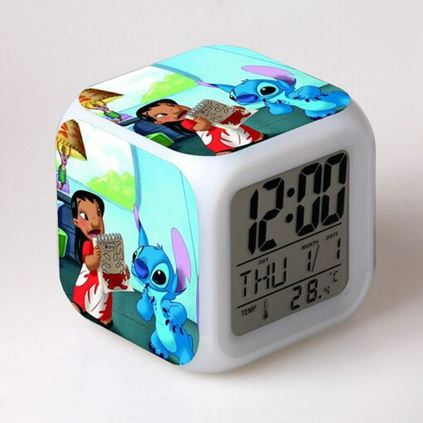 Disney Lilo Stitch Alarm Clock Growing LED Color Change Digital Light.