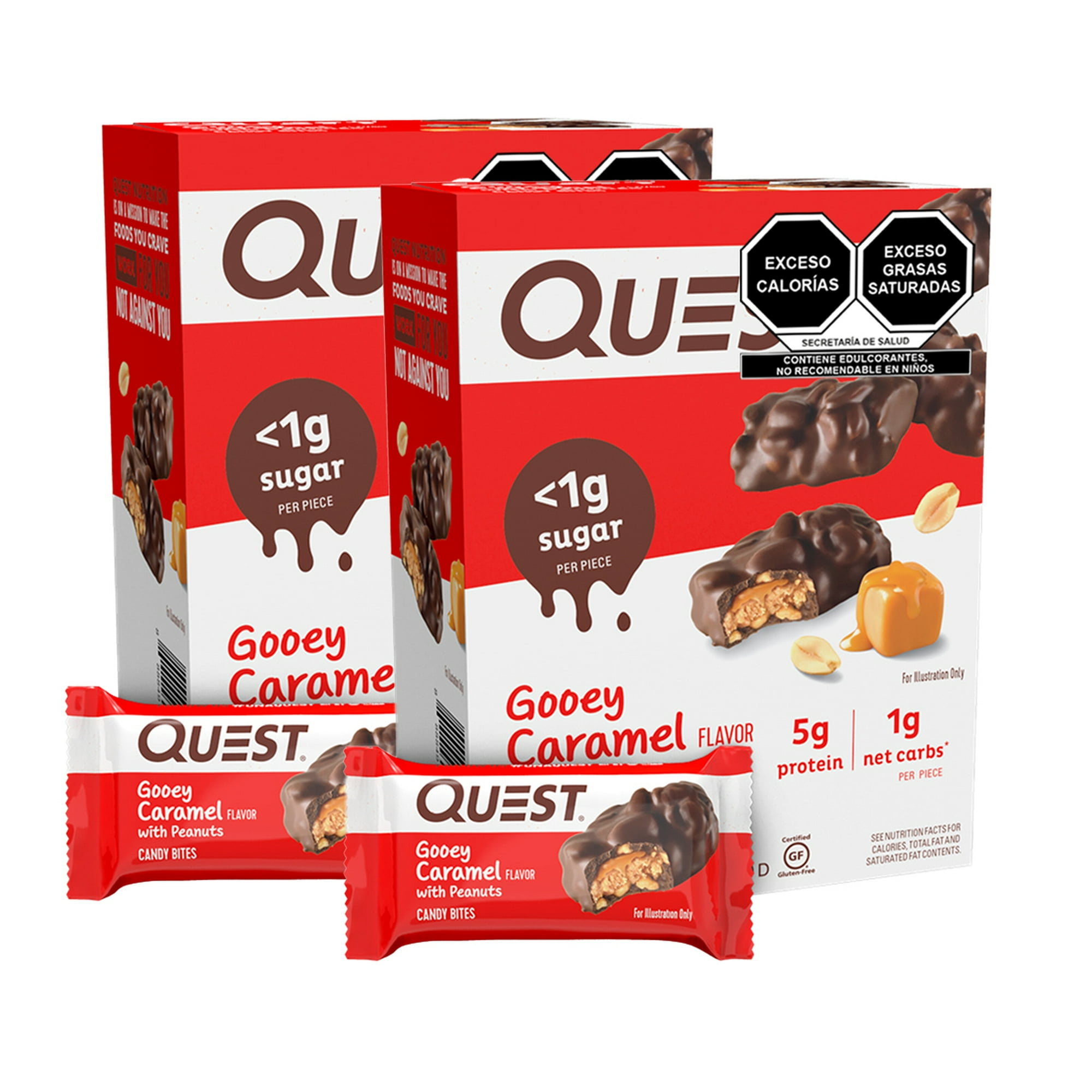 2 Cajas Quest Bocadito Sabor a Caramelo Cubierto Sabor a