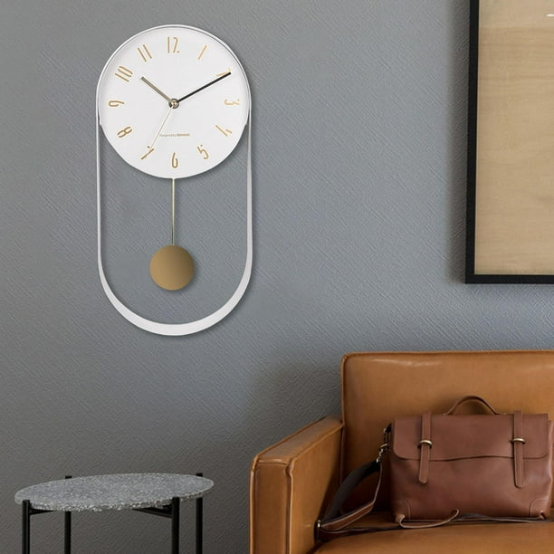 Relojes de pared decorativos para decoración de sala de estar, relojes de  pared grandes y modernos con péndulo a pilas para dormitorio, oficina