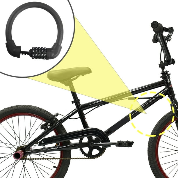 Candado de Bicicleta Antirrobo (4 colores) antirrobo de combinación de 4  dígitos Candado,utilizado para bicicletas, motocicletas, puertas,(Negro)