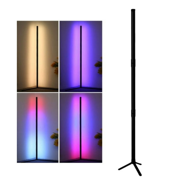 Lámpara de pie de esquina RGB, lámpara, lámpara iluminada, 55 pulgadas, luz  LED minimalista de esquina de metal para sala de estar, lámpara RGB para