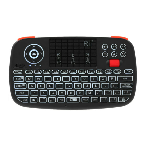 i4 Mini teclado inalámbrico Bluetooth y 2.4GHz Modos duales Ratón de mano  Retroiluminado R Rii Teclado