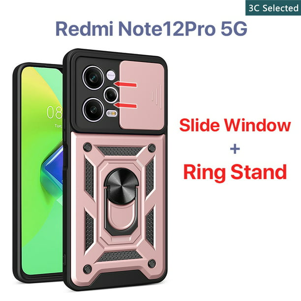 Funda Redmi Note 12 Pro 4G 5G 12S Case Carcasa Duro Ventana Deslizante  Proteger La Cámara Soporte De Anillo Anti-huella Digital a prueba de  choques Pang Jing