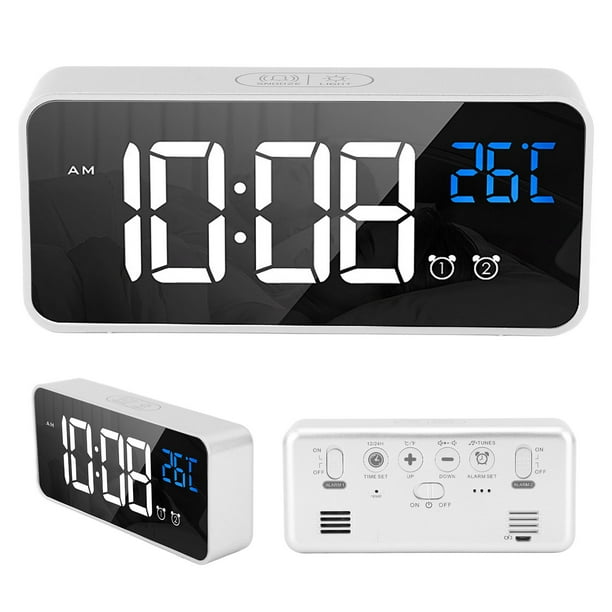 Reloj despertador inteligente silencioso Reloj electrónico Mesa Dormitorio  digital Mesa decorativa y accesorios Hora Led Wake Up Light Consumidor  (Blanco) ER