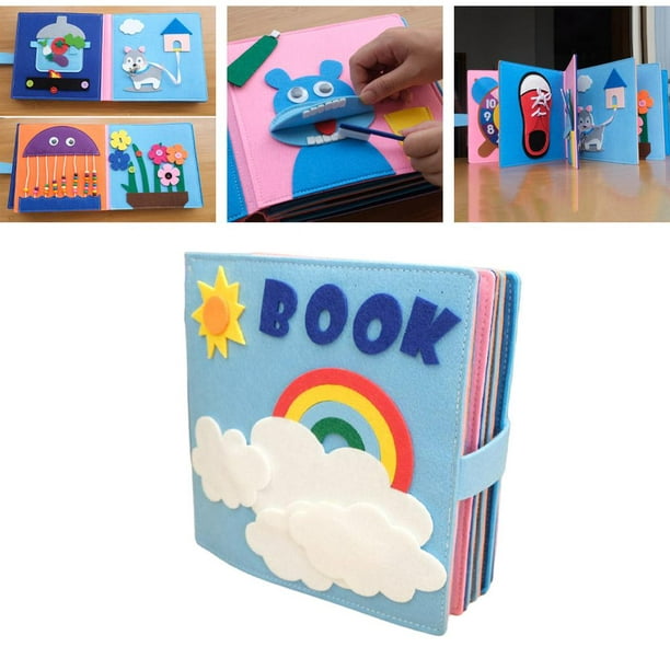Libro silencioso para niños de 1 a 3 años, juguetes de viaje Montessori  para niños, libro de tela suave, juguetes silenciosos para niños y niñas