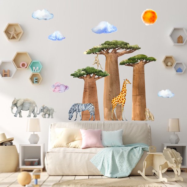 Un conjunto de pegatinas de pared para niña, pegatinas de mariposas, luna y  nubes, decoración de pared para dormitorio, sala de estar y oficina TUNC  Sencillez