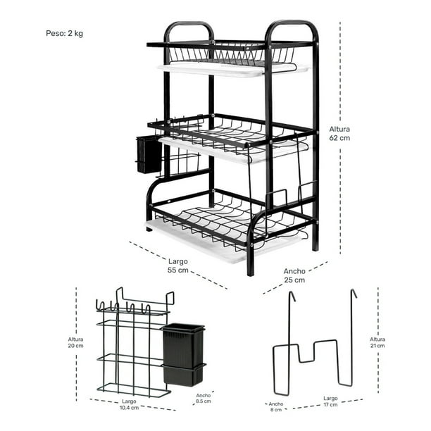 Escurridor de Trastes 3 Niveles - Plaza Izazaga 89 Tienda Online