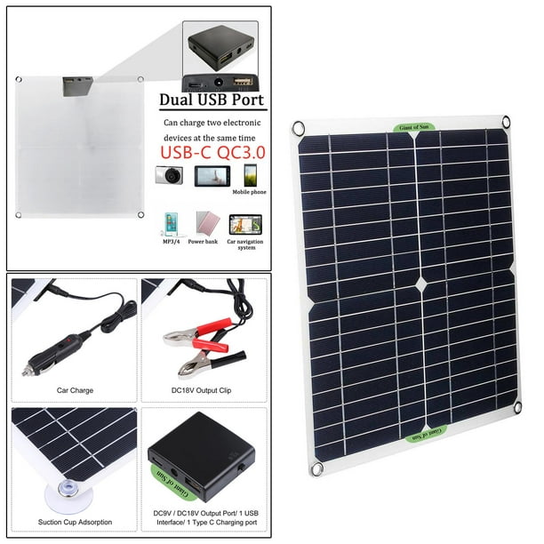 Panel solar policristalino de eficiencia de batería portátil de 12V Salida  USB para carga de batería Barco RV Coche Carga de 30A Colco Generador de  energía portátil