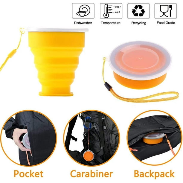 Gadgetime USA Vaso plegable (paquete de 4) Taza de viaje reutilizable Vaso  de silicona para senderismo, picnic, camping y más Taza pequeña – Yaxa  Colombia