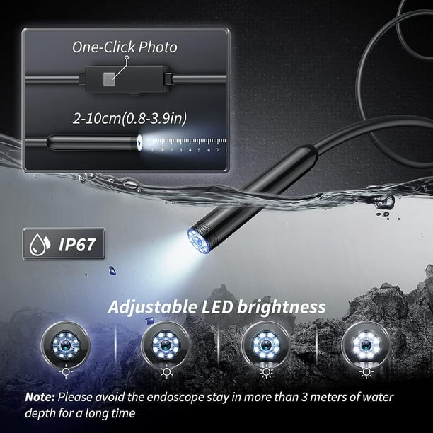 Camara Endoscopio Con Luz LED Para Android Celular De Inspeccion Del  Boroscopio
