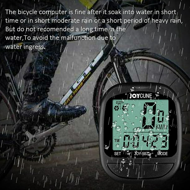 Ordenador de bicicleta con energía solar, velocímetro y cuentakilómetros  inalámbricos, impermeable, para ciclismo, computadora, retroiluminación  LCD