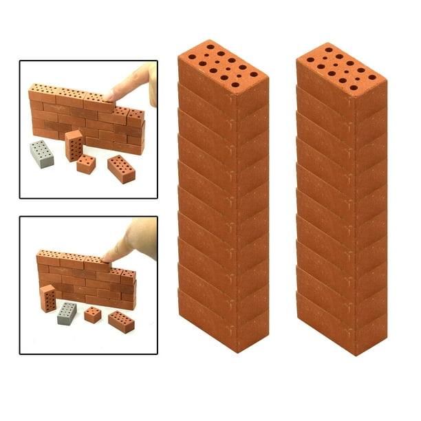 LUOZZY Modelos de ladrillo en miniatura, 20 unidades, ladrillo pequeño,  ladrillos falsos de pared, ladrillo de simulación para casa de muñecas
