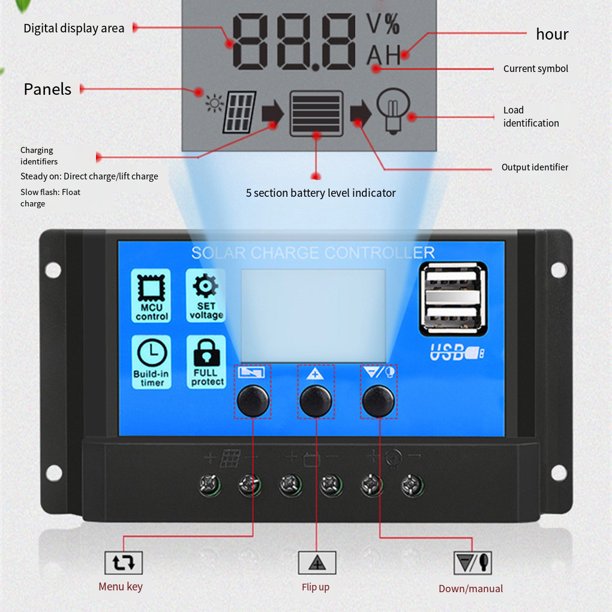 Controlador Regulador De Carga Solar 10a 12v 24v