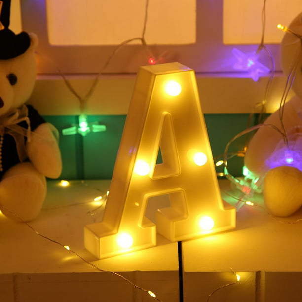 3D 26 letras alfabeto LED marquesina señal luz interior pared colgar noche  lámpara (A Likrtyny Lamparas Hogar Multifuncional