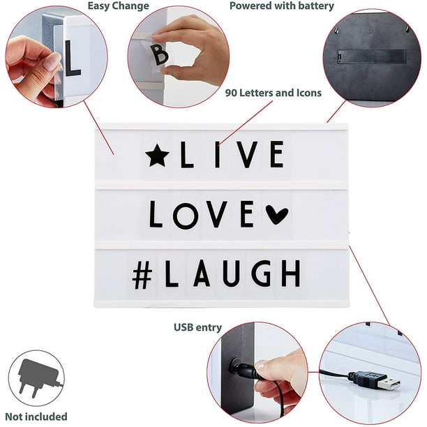Caja Luz Led Ligthbox A4 Letras Emojis - LhuaStore – Lhua Store