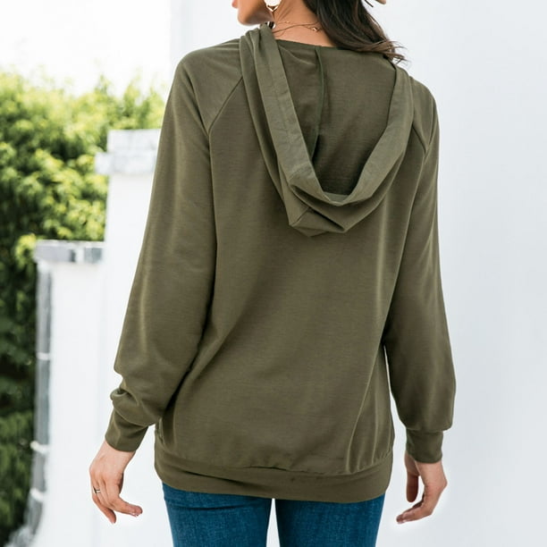 Gibobby Sudaderas de mujer, Sudadera Deportiva Mujer con Cierre, Sudadera  con Capucha de Manga Larga, de algodón, Tops para Mujer, Ropa  estética(Verdemilitary,CH)