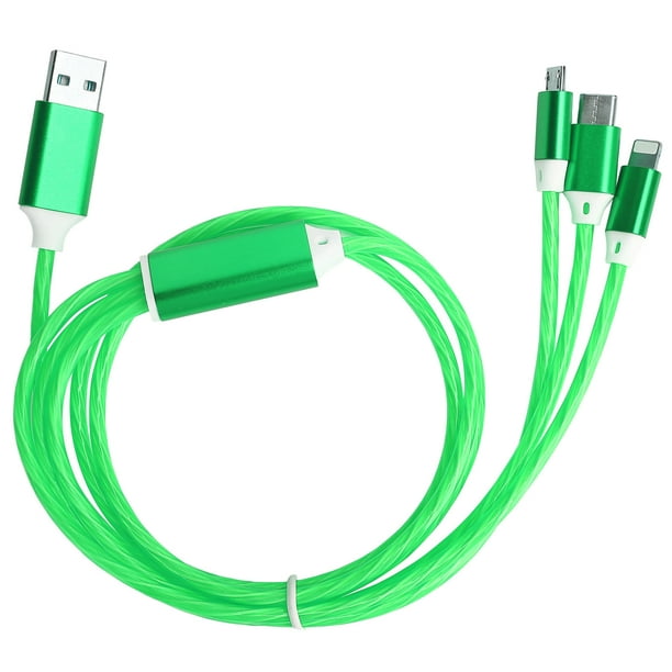 Cable USB 3 en 1, cable portátil rápido de cargador múltiple cable de carga  Cable multi USB Cable de carga rápida con tipo C, puerto micro USB e IP,  conector Fo