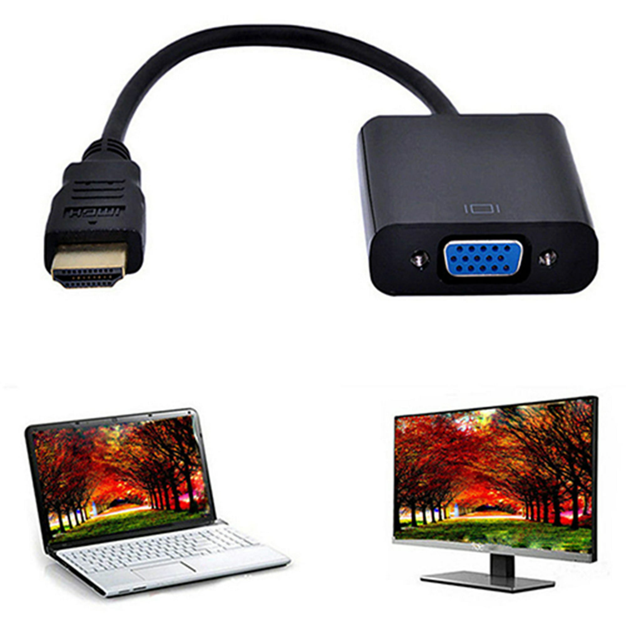 Adaptador VGA a HDMI, 1080P VGA a HDMI (hombre a hembra) para computadora,  computadora de escritorio, laptop, PC, monitor, proyector, HDTV con cable