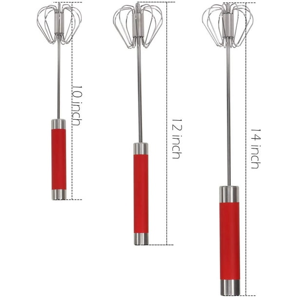  Batidor de acero inoxidable, batidora de mano semiautomática,  batidor de leche de huevo, espumador de leche, batidor giratorio para  mezclar, batir y remover (10 pulgadas) : Hogar y Cocina