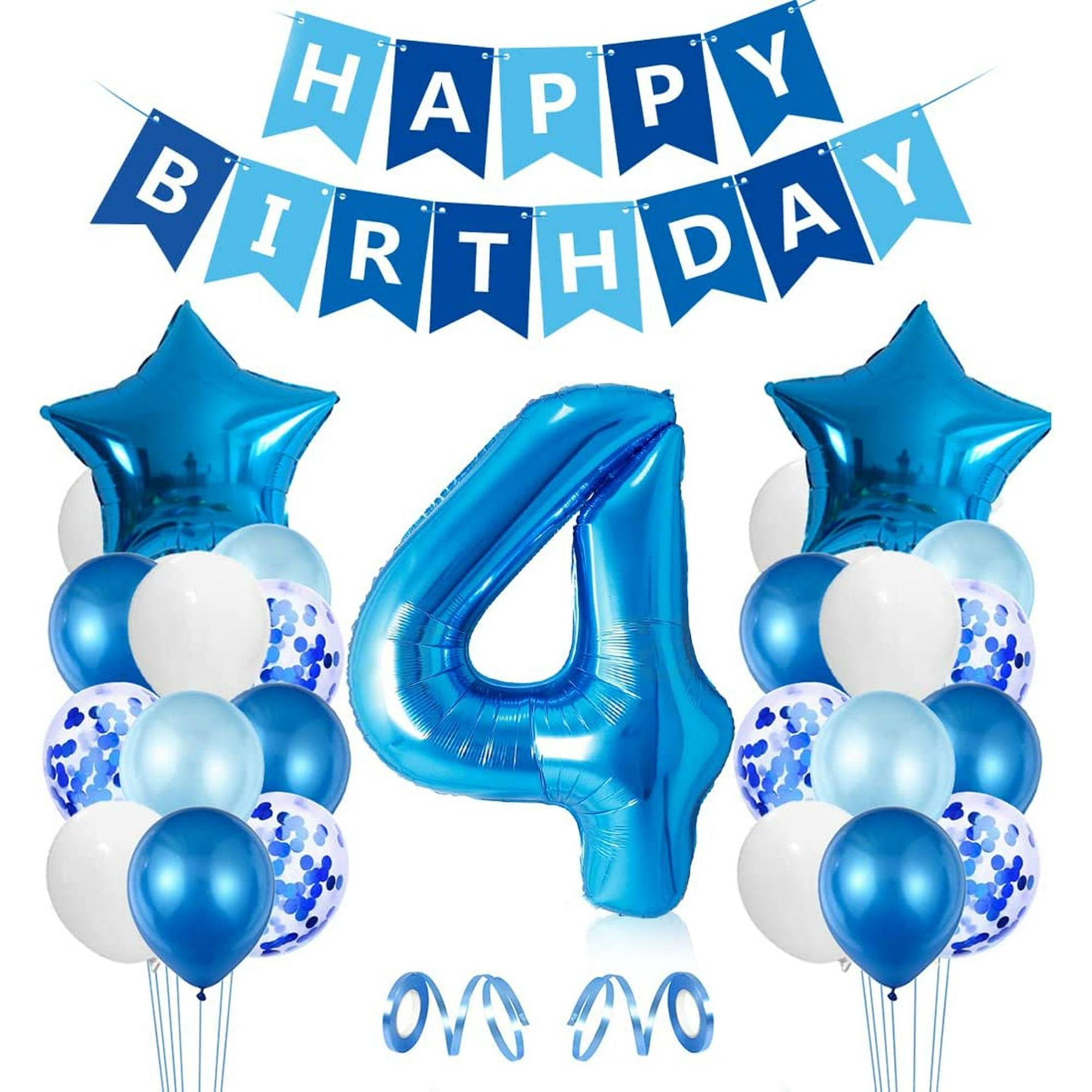  KatchOn, Globos azules grandes del número 4 – 40 pulgadas, Globos azules de 4º cumpleaños, globos de cuarto cumpleaños, Decoraciones  de 4º cumpleaños para niños