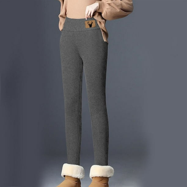 Gibobby Pantalones de invierno para mujer termicos Pantalones casuales de  polainas de cintura alta nuevos, modernos y cómodos para mujer(Caqui,XG)