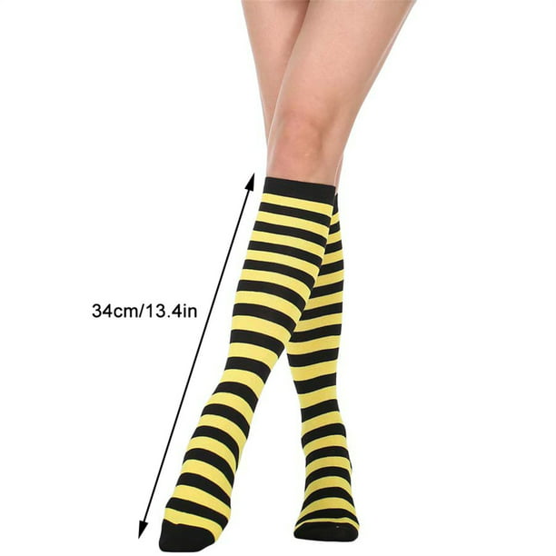 Calcetines de rayas negras y amarillas hasta la rodilla - Calcetines,  Amarillo