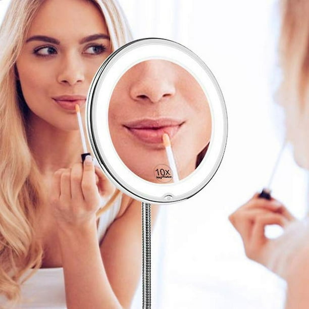 Espejo de maquillaje con espejo de aumento 10X, espejo de tocador