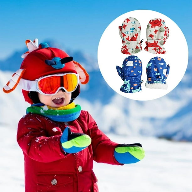Guantes de esquí cálidos con dibujos animados para niño y niña, Manoplas de  moto de nieve