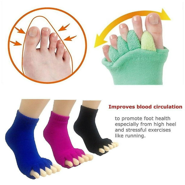 AIBEARTY 1 par de calcetines separadores de cinco dedos para yoga, deporte,  gimnasio, calcetines de masaje de alineación de pies, para evitar