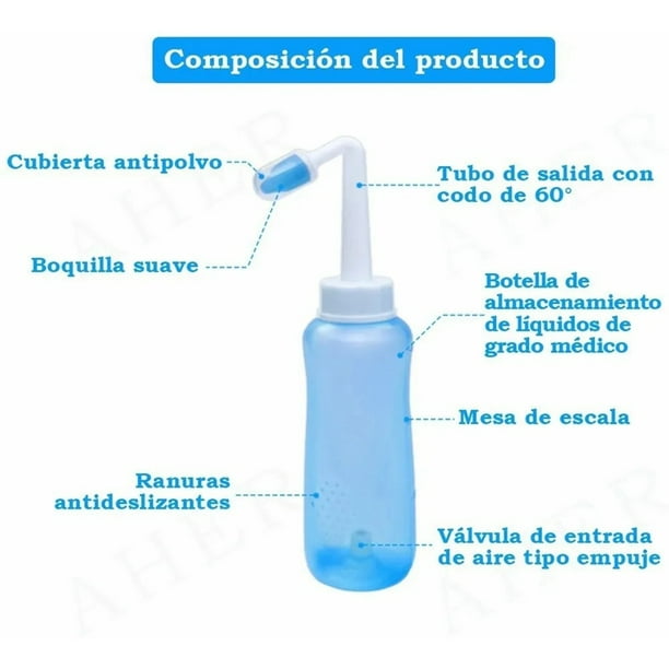Botella de enjuague nasal de 300ml limpiador del sistema de
