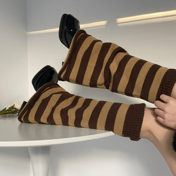 TRKIYQC Calentadores de piernas de punto para mujer, cubierta de pierna  holgada elástica con patrón TRKIYQC moda
