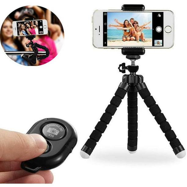 Trípode para teléfono, trípode flexible para iPhone y trípode ajustable  portátil con control remoto inalámbrico y trípode universal para cámara