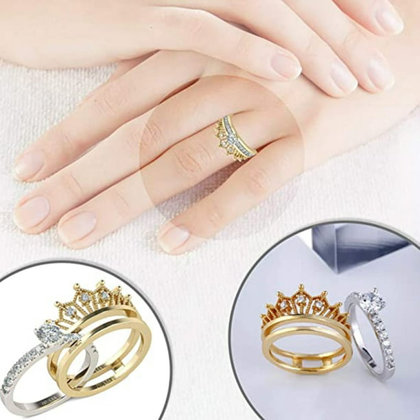 Anillo de aleación, anillos redondos de la suerte para mujer, diseño de  corona divisible, anillo Vin Ticfox
