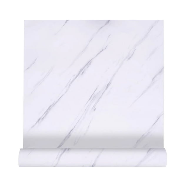 Toduso Papel adhesivo blanco brillante para encimeras, papel de contacto  extraíble, papel tapiz blanco para despegar y pegar, impermeable, fácil de