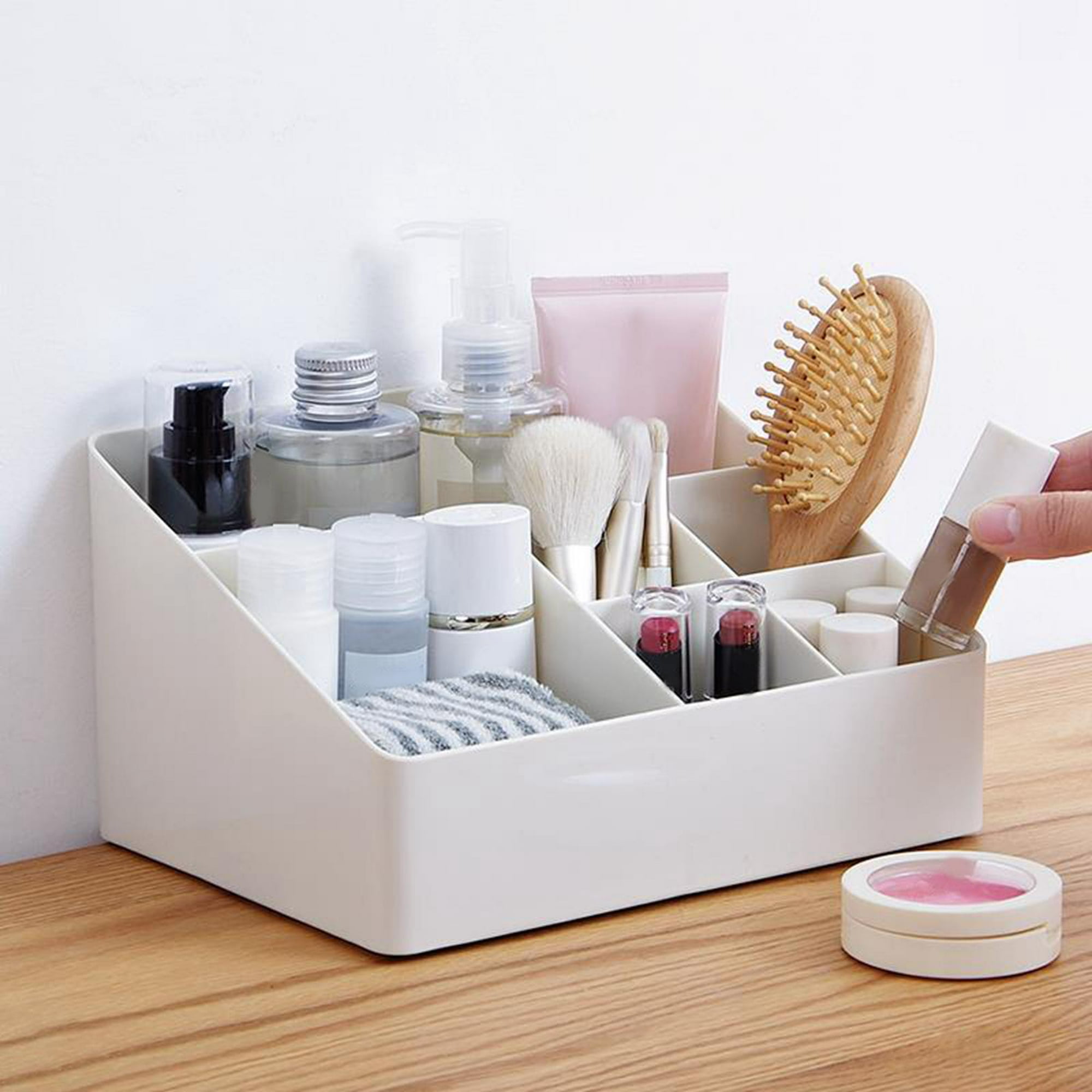 Organizador de maquillaje giratorio multifunción 360, organizador de  escritorio de 5 rejillas, caja de almacenamiento de cosméticos impermeable  para Fernando porta brochas de maquillaje